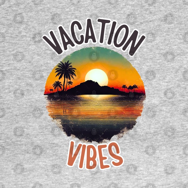 Vacation Vibes Tropical Vintage Sunset by Doodle and Things